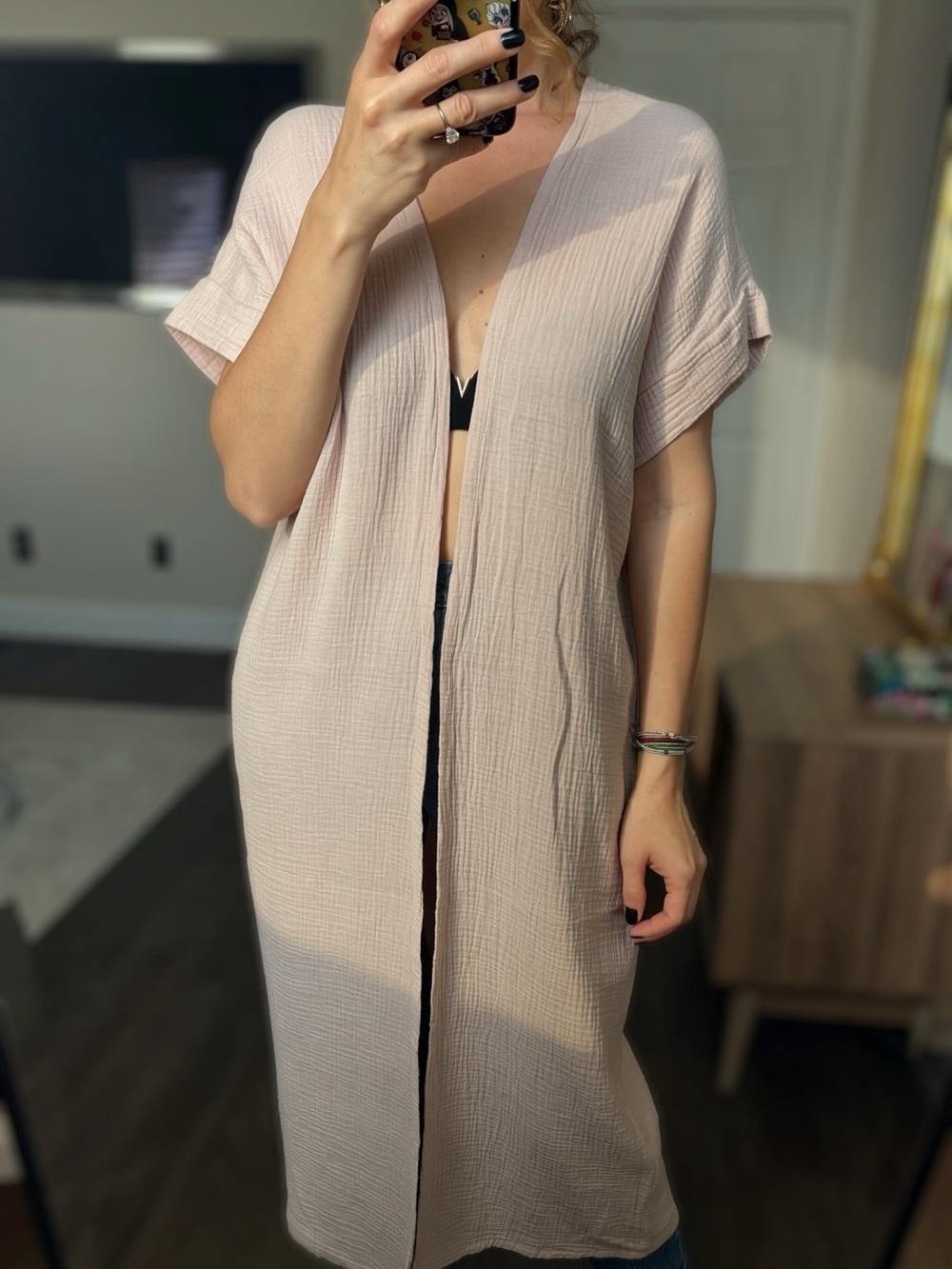 bryn WALKER Blush Textured Open Cardigan XXS